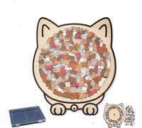 Cat Shaped Puzzle, 135-piece morandi-colored cat shaped wooden jigsaw puzzle, Cats Shaped Wooden Puzzle, Creative P-uzzle Gifts for Cats Lover Home Decor (C)