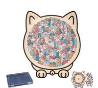 Cat Shaped Puzzle, 135-piece morandi-colored cat shaped wooden jigsaw puzzle, Cats Shaped Wooden Puzzle, Creative P-uzzle Gifts for Cats Lover Home Decor (D)