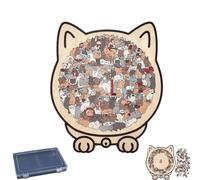Cat Shaped Puzzle, 135-piece morandi-colored cat shaped wooden jigsaw puzzle, Cats Shaped Wooden Puzzle, Creative P-uzzle Gifts for Cats Lover Home Decor (A)