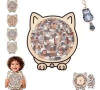 Cat Shaped Puzzle,135-Piece Morandi-Colored Cat Shaped Wooden Jigsaw Puzzle, Unique Animal Shape Wood Puzzles,Irregular Jigsaw with Frame, or Cats Lovers and Home Decor