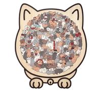 Cat Shaped Puzzle | 135 Piece Morandicolored Cat Shaped Wooden Jigsaw Puzzle | Cute Cats Pieces Puzzles with Framed by Adorable Kitten Outlines | Unique Animal Puzzles for Adults & Teens
