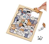 Cat Shaped Puzzle, Colored Cat Shaped Wooden Jigsaw Puzzle, Animal Shape Wood Puzzles, Framed by Adorable Cats Outline Puzzles, Creative Gift for Cats Lovers, Home Decor