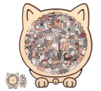 Cat Shaped Puzzles 135-Piece Cats Shaped Wooden Jigsaw Puzzle,TopBine Creative Puzzle Gifts Framed by Adorable Cats Outline Puzzles for Cat Lovers,Home Decor (Morandi Color)