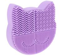 Cat Shaped Silicone Makeup Brush Cleaner Mat with Drying Holder | Double Sided Textured Design, Soap Free Rinsing Option, for Eye Brushes, Bathroom Counter and Travel