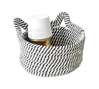 Cat Shaped Storage Basket - Animal Inspired, Woven Organizer Box, Ear Design Fabric Storages Unit, Lightweight Foldable Bin System, Multi Household Holder, Warm Decorative | for Pet Room Living Use