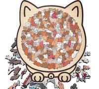 Cat Shaped Wooden Jigsaw,135-Piece Morandis-Colored Cat Shaped Wooden Jigsaw Puzzle,Unique Animal Shape Wood Puzzle Creative Puzzles Gifts For Cats Lovers, Home Decor (C)