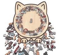 Cat Shaped Wooden Jigsaw,135-Piece Morandis-Colored Cat Shaped Wooden Jigsaw Puzzle,Unique Animal Shape Wood Puzzle Creative Puzzles Gifts For Cats Lovers, Home Decor (A)