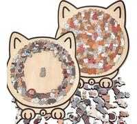 Cat Shaped Wooden Jigsaw,135-Piece Morandis-Colored Cat Shaped Wooden Jigsaw Puzzle,Unique Animal Shape Wood Puzzle Creative Puzzles Gifts For Cats Lovers, Home Decor (F)