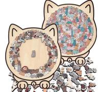 Cat Shaped Wooden Jigsaw,135-Piece Morandis-Colored Cat Shaped Wooden Jigsaw Puzzle,Unique Animal Shape Wood Puzzle Creative Puzzles Gifts For Cats Lovers, Home Decor (E)