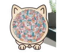 Cat Shaped Wooden Jigsaw - 135 Pieces Animal Puzzle Sculpture, Artistic Feline Design, Intricate Creative Brain Game | Relaxing Educational Toy For Adults Women Family Kids Lovers Home Décor
