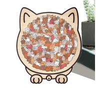 Cat Shaped Wooden Jigsaw - 135piece Animal Layout, Expressive Feline Silhouette Pattern, Intricate Interlocking Board Shaping, Enriched Creative Mosaic Formation, Artistic Tabletop Assembly Outline |