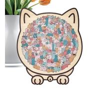 Cat Shaped Wooden Jigsaw | Animal Sculpture Puzzle,Boredom Relief Toy - for Adults Kids Women Family Halloween Christmas Home Party