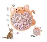 Cat Shaped Wooden Jigsaw Puzzle,Cat Puzzle Wooden Jigsaw Puzzles, 1000-piece Cartoon Big Mouth Ca-t Jigsa-w Puzzles,Animal Shape Wood Puzzl-e for Cats Lovers Home Decor