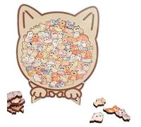 Cat Shaped Wooden Jigsaw Puzzle - Cute Animal Puzzles with Frame, Creative Gift for Puppy Lovers, Mindful Activity & Home Decor