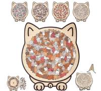 Cat Shaped Wooden Puzzle, 135-piece Colored Cat Shaped Wooden Jigsaw Puzzle, Cute Cats Outline Puzzles, Adorable Animal Shape Woodpuzzle, Creative Puzzles Gifts for Cats Lover, Home Decor (B)