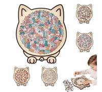 Cat Shaped Wooden Puzzle, 135-Piece Morandi Colored Cat Shaped Wooden Jigsaw Puzzle, Morandi-Colored Cute Cats Jigsaws Puzzles, Home Decor for Catlovers (03)