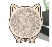 Cat Shaped Wooden Puzzle, Animal Jigsaw Ornament - Bookshelf Animal Ornament - for Kids Women Family Kitten Lovers Halloween Christmas Party Home