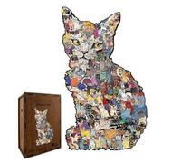 Cat-shaped Wooden Puzzle, Morandicolored Cats Shaped Woodens Puzzles, Irregular Cats Jigsaw Piggy Bank, A Creative Puzzles Gift For Cat Lovers