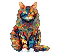 Cat Shaped Wooden Puzzle | Unique Wooden Cat Puzzle for All Ages, Ideal for Cat Challenge Puzzle, Its Artistic Design Offers Colorful for Life with Complicated