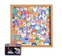 Cat Shaped Wooden Puzzles, Animal Shape Irregular Jigsaw With Frame, Coloring Educational Cat Jigsaw Puzzle With 36 Marker, For Kids Home Travel Preschool Bedroom Homeschool Playroom Classroom Birthda