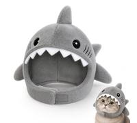 Cat Shark Hat, Headwear Clothing for Cats, Funny Pet Cosplay Cloths for Halloween Party, Adjustable Beanie, Comfortable Kitten Transformation Prop, Fit 4kg to 8kg Cats