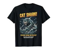 Cat Shark Terror from The Deeps Retro Ocean Monster Horror Value Graphic T-Shirt