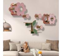 Cat Shelf for Wall with Sisal Scratching and Step, Cat Climbing Shelf Playground Set for Activity Indoor Kitten(6PCS)