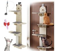 Cat Shelf, Over Door Hanging Cat Tree Climber for Indoor Cats, Scratch & Climb Shelf, Space-Saving Design for Cat Access