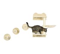 Cat Shelf with Scratching Post, Wall-Mounted Cat Tree for Indoor Cat - Beige