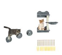 PawHut 4 Piece Cat Shelf - Cat Wall Furniture w/ Hammock - Steps - Platforms - Grey | TJ Hughes