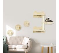 Cat Shelf with Scratching Post, Wall-Mounted Cat Tree for Indoor Cat PawHut Beige 40cm