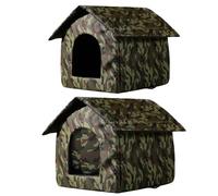 Cat Shelter - Foldable Weatherproof Outdoor Cat House, Windproof Tent with Non-Slip Bed | Warm Cave Hideaway for Stray Cats Kittens & Pets Sleeping on Patio Balcony Yard or Outside Spaces