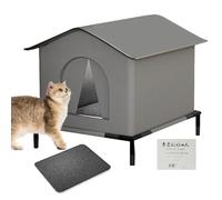 Cat Shelter, Outdoor Housing, 15.75x12.99x12.99 Inches Thermal Insulation Raised Floor, Pet Nest Cave for Backyard Shade, Porch Warmth, Lawn Protection, Yard Privacy, Patio Sleep
