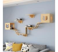 Cat Shelves and Perches for Wall, Wall Mounted with Shelve, House, Scratching Post Combination, Easy to Install