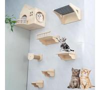 cat shelves, Cat Shelves and Perches for Wall, DIY Climbing Frame Set, Save Space, for Cats to Sleep and Play(Style4)