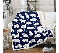 Cat Sherpa Blanket Cute Kitten Print Throw Blanket for Couch Bed Sofa Pet Cats Pattern Decor Fleece Blanket Cartoon Lovely Animal Theme Fuzzy Blanket Double 60"x79"