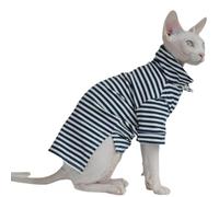 Cat Shirt for Sphynx Cats - Summer Cooling Breathable Striped Top | Stretchy Knit Apparel for Devon Rex, Abyssinian & Small Breed Kittens, Machine Washable (Small)