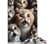 Cat Shocked Funny Jigsaw Puzzles Puzzle for Adults Kids. 520 Pieces Great Gifts Challenge Toy Educational Game Home Decoration for Adults& Kids Age 14 Years Up 520pcs (52x38cm)