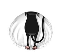 Cat Shower Cap,Funny Angry Witch Black Cat Scratches In The Curtain Waterproof Double Layer Bath Caps Perfect For All Hair Lengths And Thicknesses