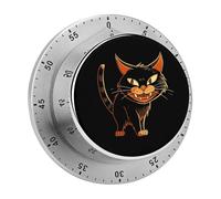 Cat Showing Teeth Kitchen Timers for Cooking 60 Minute Wind Up Timer, Magnetic Back, Visual Mechanical Timer with Loud Alarm, Manual Countdown Timers for Classroom Home Gym Tanning