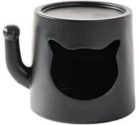 Cat Side Table, Round End Table, Plastic Cat House Cats Hideaway, Small Coffee Tables, Waterproof Cats Furniture, Creative Nightstand Accent Tables for Living Room, Bedroom(Black)