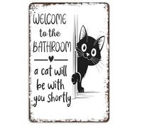 Cat Sign for the Bathroom, Guest Toilet Wall Decoration, Bathroom Wall Art, for Homeowners, Interior Decorators, Apartment, Guest Toilet, Hotel, Home Office, Shopping Mall, Toilet, Toilet