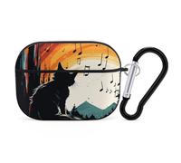 Cat Silhouette AirPods Pro 2 Case Cover, Shockproof Hard Shell Protective Case for Women Men, Compatible with Airpod Pro Case 2nd/1st Generation with Keychain-Black