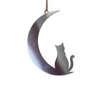 Cat Silhouette Memorial Moon Ornament Steel Hanging Gift for Cat Lovers