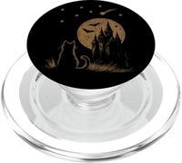Cat Silhouette Night Sky Comet Stars Moon Grunge Goth PopSockets PopGrip for MagSafe