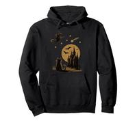 Cat Silhouette Night Sky Comet Stars Moon Grunge Goth Pullover Hoodie