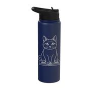 Cat Silhouette on Keyboard for Cat Lovers Outline Stainless Steel Insulated Water Bottle