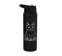 Cat Silhouette on Keyboard for Cat Lovers Outline Stainless Steel Insulated Water Bottle