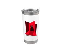 Cat Silhouette Standing in Red Doorway Light Stainless Steel Insulated Tumbler