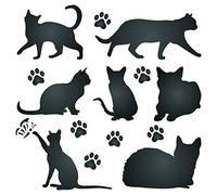 Cat Silhouette Stencil - 21.5 x 21.5cm (L) - Reusable Pet Friend Animal Wall Stencil Template